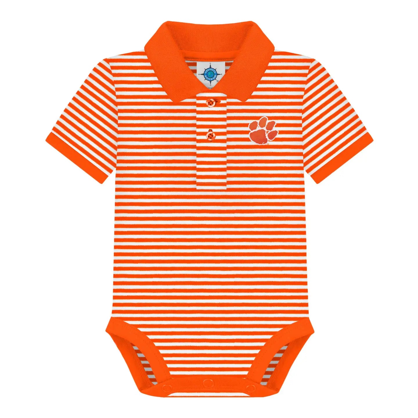 Clemson Tigers Striped Infant Polo Bodysuit - Orange/Purple