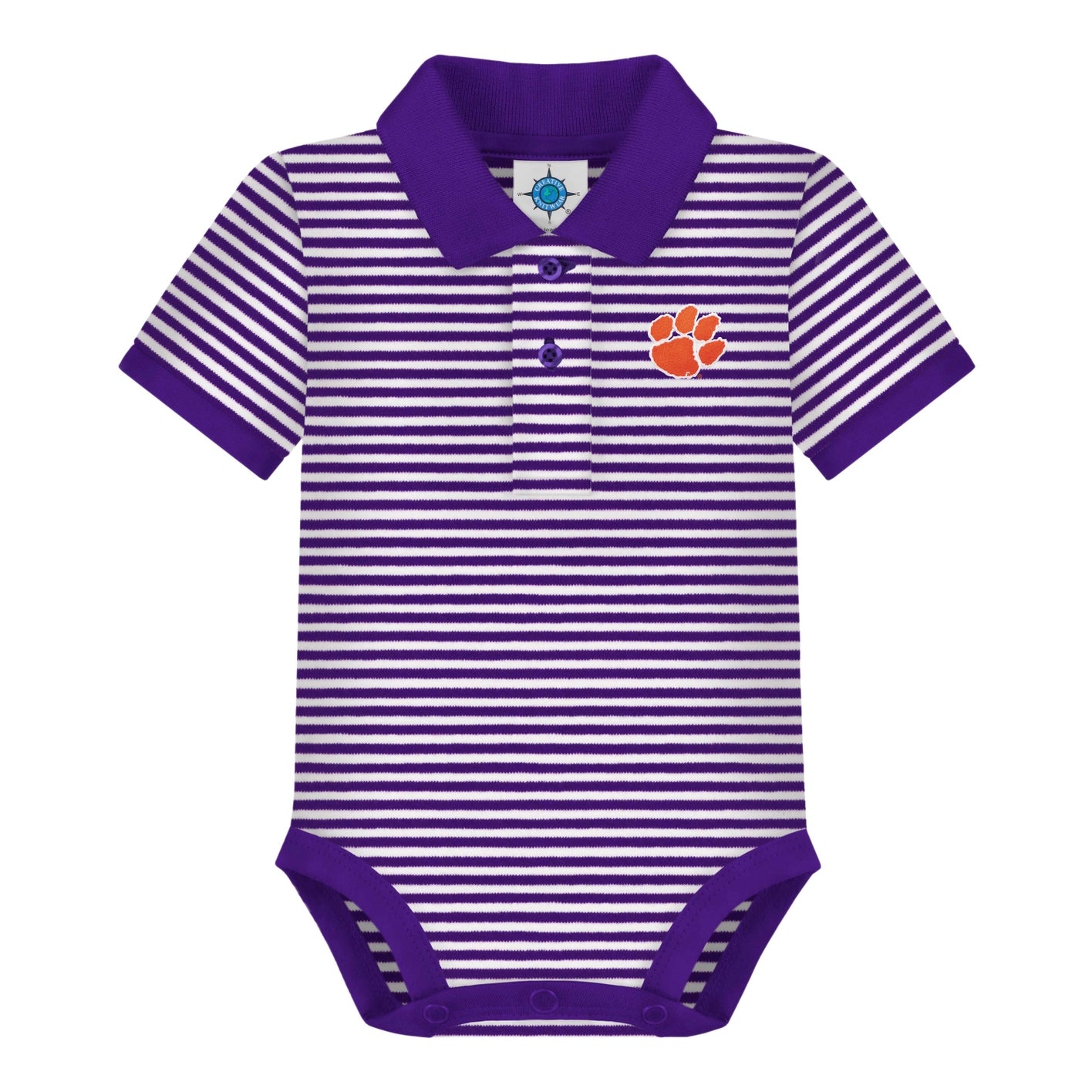 Clemson Tigers Striped Infant Polo Bodysuit - Orange/Purple