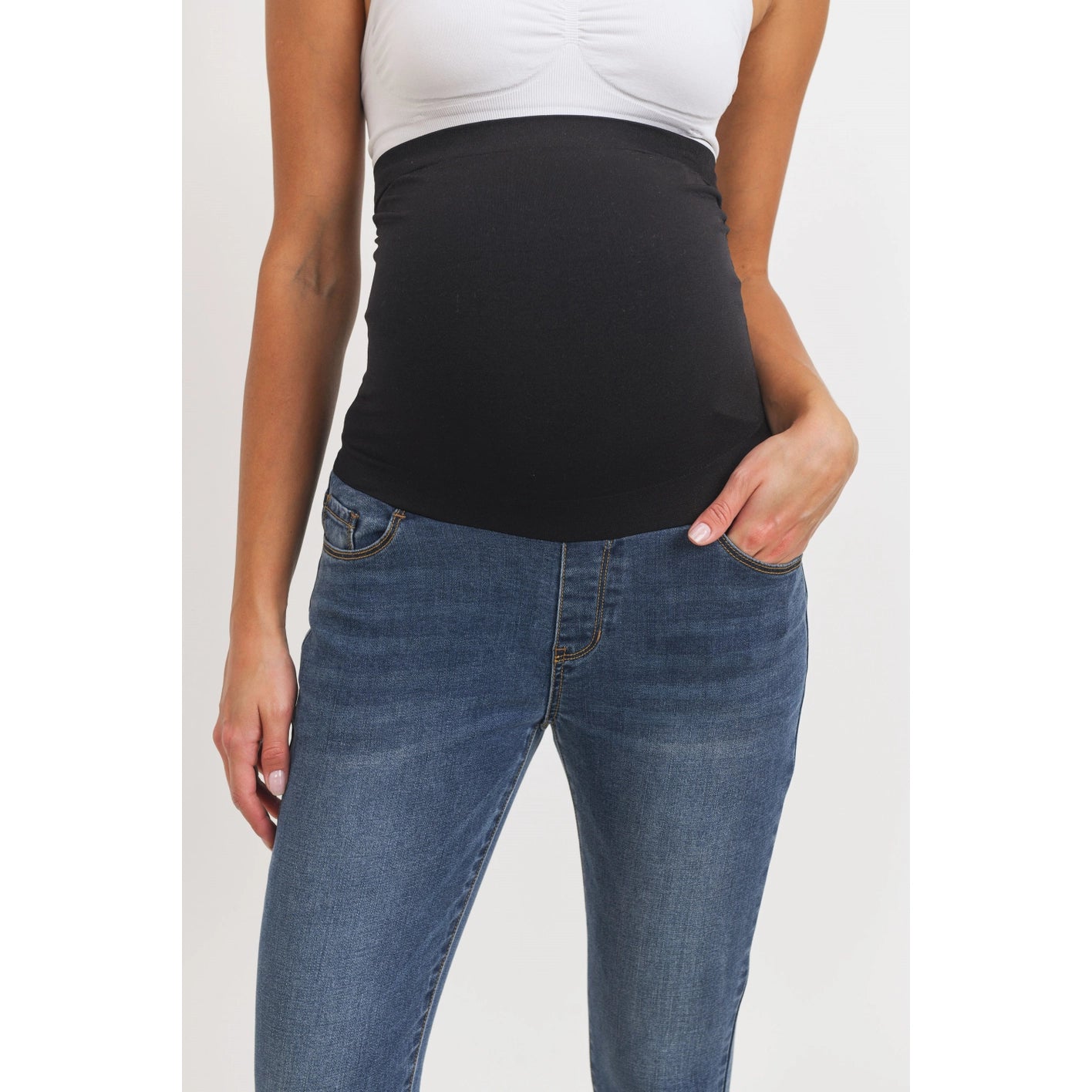 Stretch Maternity Skinny Jeans with Full Panel