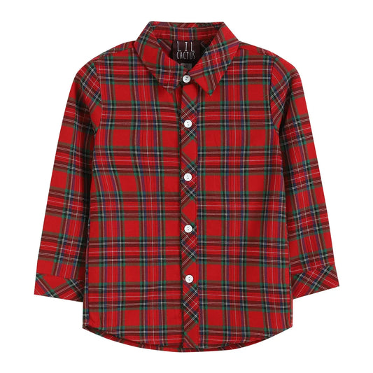 Red and Green Tartan Boy Dress Shirt