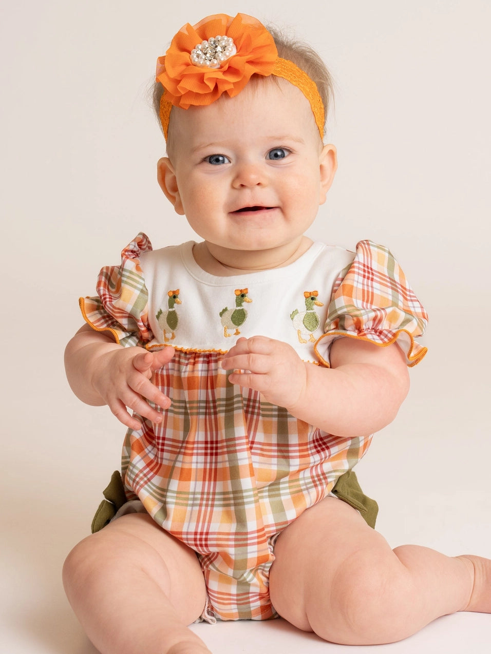 Mallard Duck Embroidered Ruffle Romper