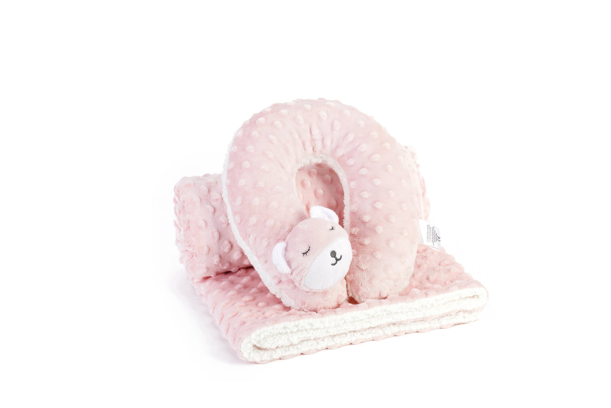 Sleepy Bear Baby Blanket with Neck Pillow