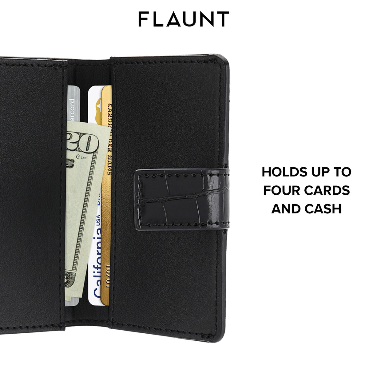 Black Crocodile Leather Magsafe Wallet