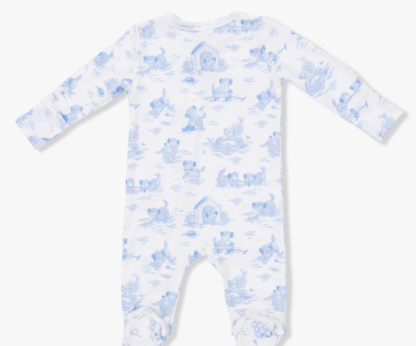 Puppy Toile Blue 2 Way Zipper Footie