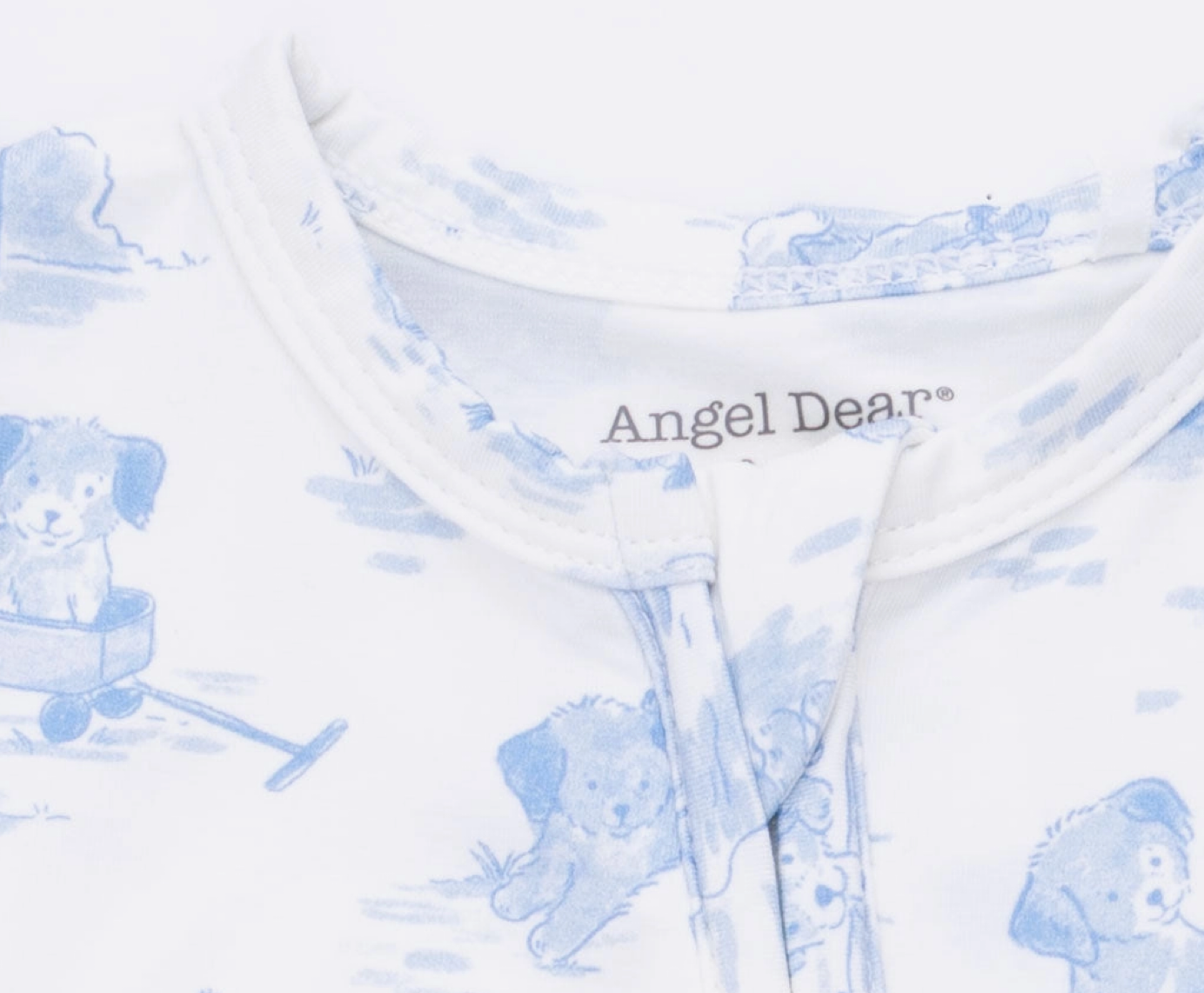 Puppy Toile Blue 2 Way Zipper Footie