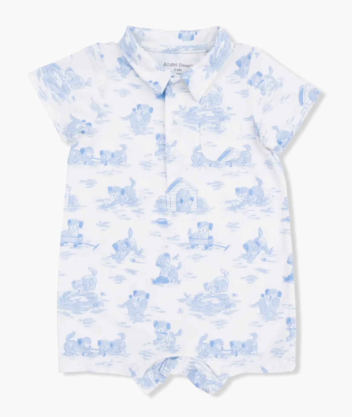 Puppy Toile Blue Polo Shortie