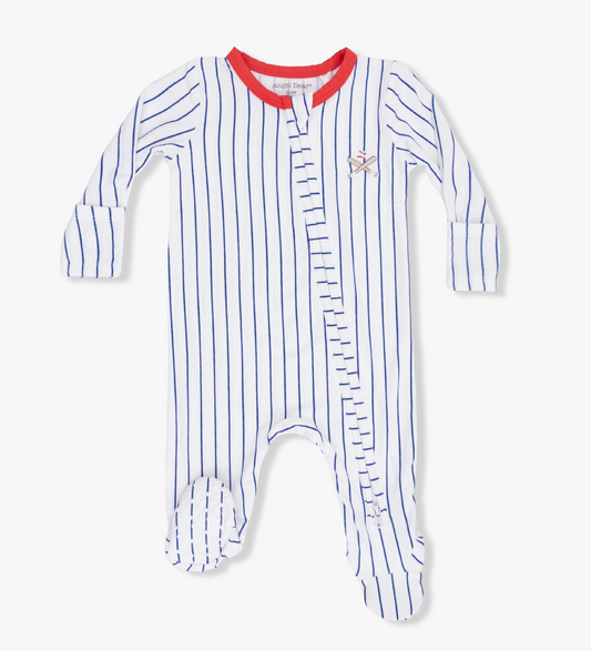 Baseball Stripe - 2 Way Zipper Footie