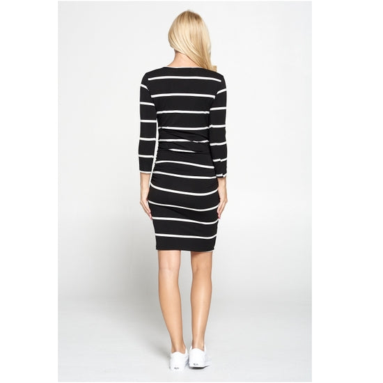 Star Motherhood Black & White Striped Dress