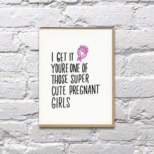 Bench Pressed Cute Pregnant Girls Card