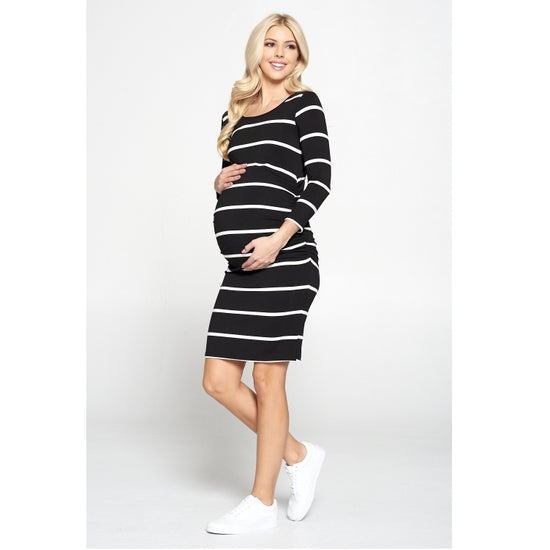 Star Motherhood Black & White Striped Dress
