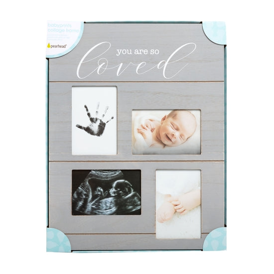Pearhead So Loved Collage Frame with Clean-Touch Ink - Grey