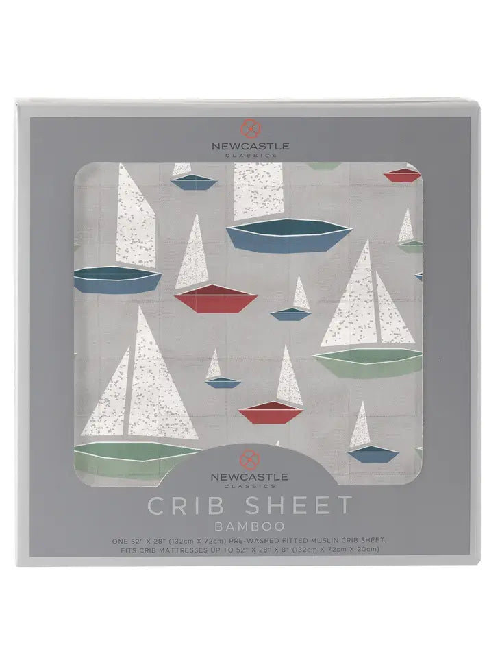 Newcastle Classics Marina Sailboats Bamboo Muslin Crib Sheet