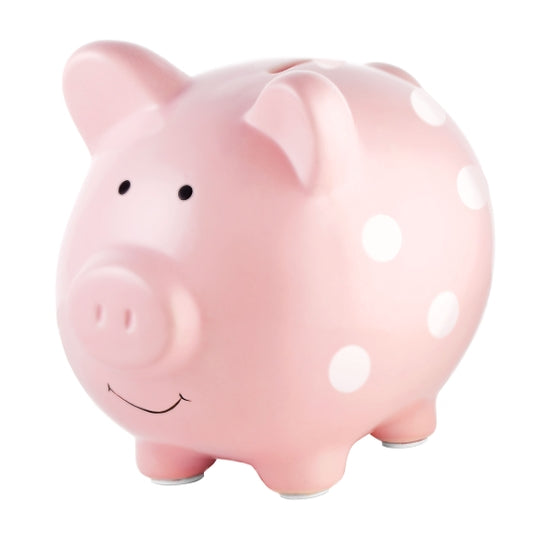 Pearhead Polka Dot Piggy Bank - Pink