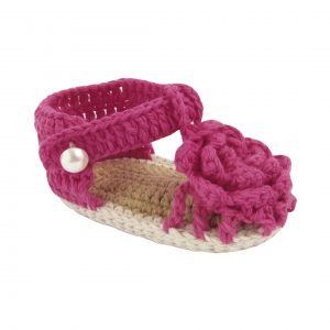Baby Deer crochet fushia t-strap sandal