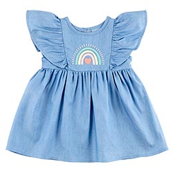 Stephan Baby Flutter Sleeve Dress - Denim Rainbow