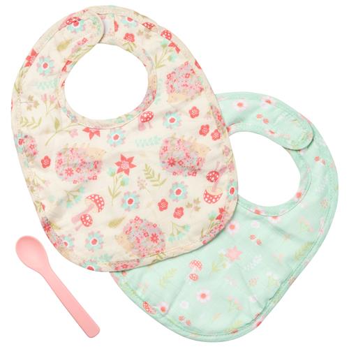 Stephen Joseph Muslin Bibs & Spoon Set - Hedgehog