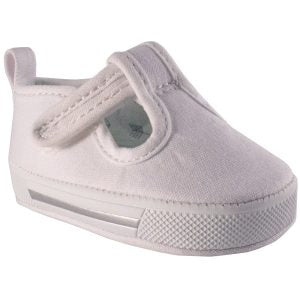 Baby Deer White Canvas T-strap